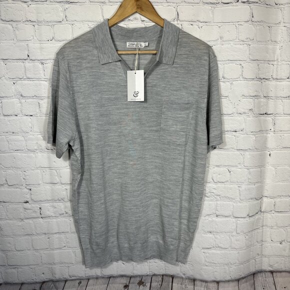Collars & Co. Other - Collars &‎ Co Polo Shirt Mens Large Gray Bellagio Buttonless Merino Sweater